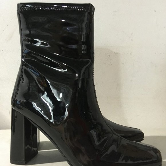 NWT CAPE ROBBIN BELINDA BLOCK HEEL SQUARE TOE BLACK ANKLE BOOTS 5.5 & 8 - Picture 10 of 11